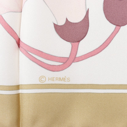 Hermès Carré 90 „Flora Graeca“ Seidentaschentuch in Beige