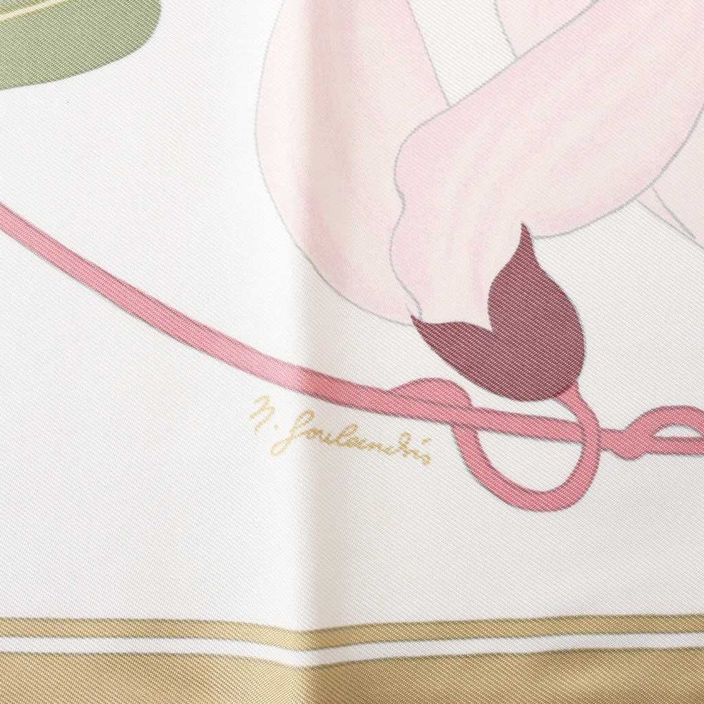 Hermès Carré 90 "Flora Graeca" Silk handkerchief in Beige