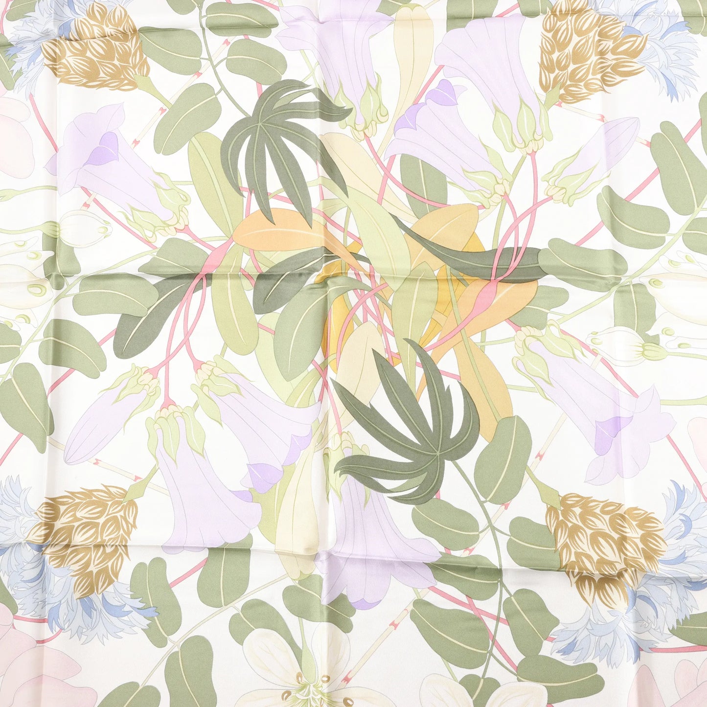 Hermès Carré 90 „Flora Graeca“ Seidentaschentuch in Beige