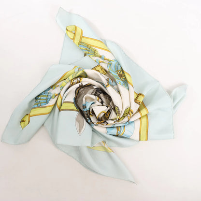 Hermès Carré 90 "Frontaux et Cocardes" Silk handkerchief in Blue