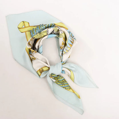 Hermès Carré 90 "Frontaux et Cocardes" Silk handkerchief in Blue