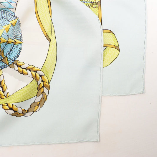 Hermès Carré 90 "Frontaux et Cocardes" Silk handkerchief in Blue