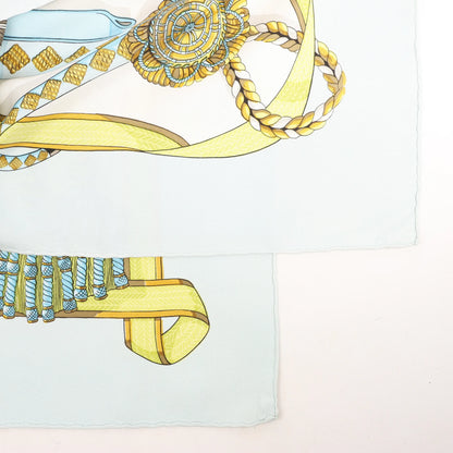 Hermès Carré 90 "Frontaux et Cocardes" Silk handkerchief in Blue