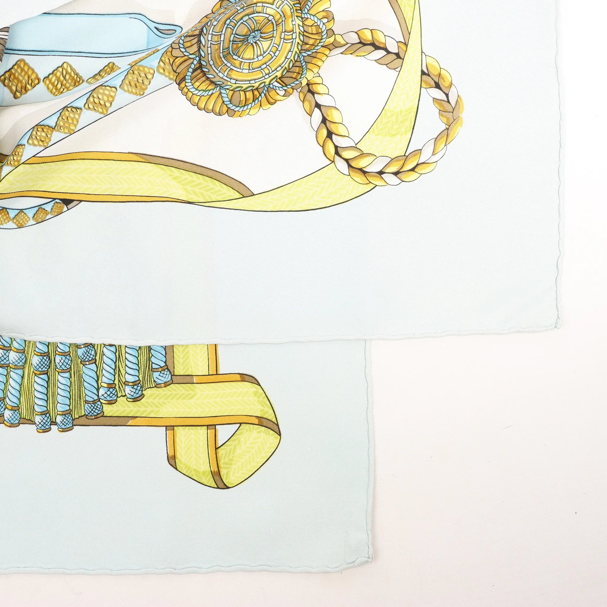 Hermès Carré 90 "Frontaux et Cocardes" Silk handkerchief in Blue