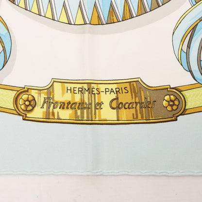 Hermès Carré 90 "Frontaux et Cocardes" Silk handkerchief in Blue