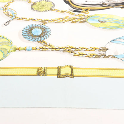 Hermès Carré 90 "Frontaux et Cocardes" Silk handkerchief in Blue