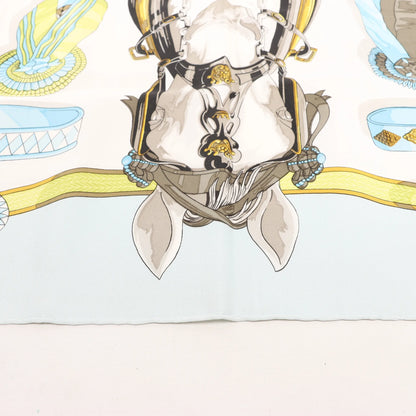 Hermès Carré 90 "Frontaux et Cocardes" Silk handkerchief in Blue