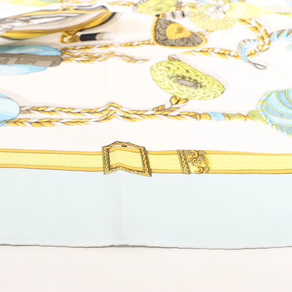 Hermès Carré 90 "Frontaux et Cocardes" Silk handkerchief in Blue