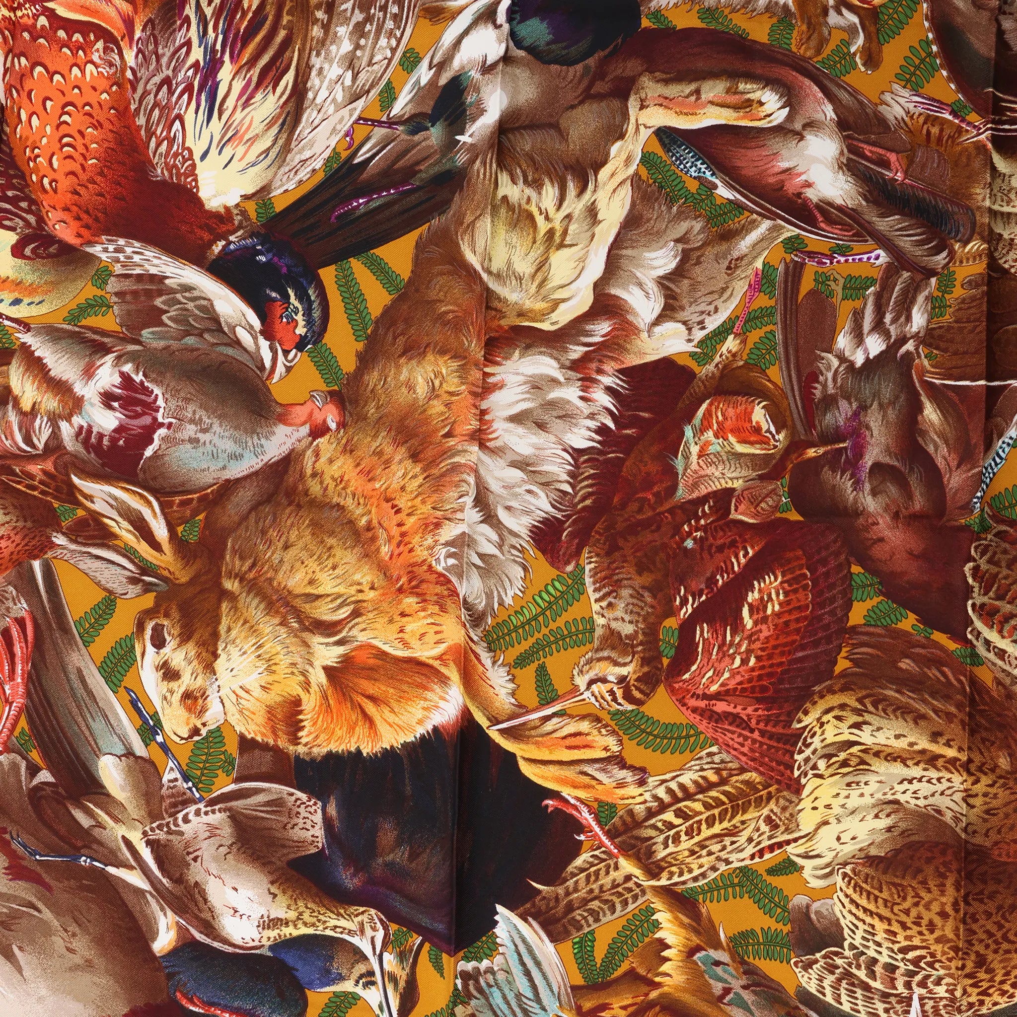 Hermès Carré 90 "GIBIERS" Silk handkerchief in Orange