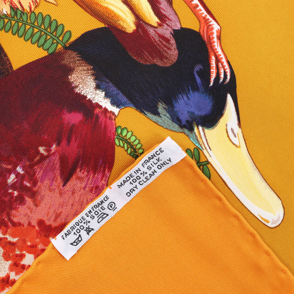 Hermès Carré 90 "GIBIERS" Silk handkerchief in Orange