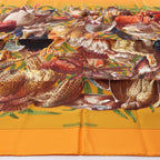 Hermès Carré 90 "GIBIERS" Silk handkerchief in Orange