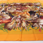 Hermès Carré 90 "GIBIERS" Silk handkerchief in Orange