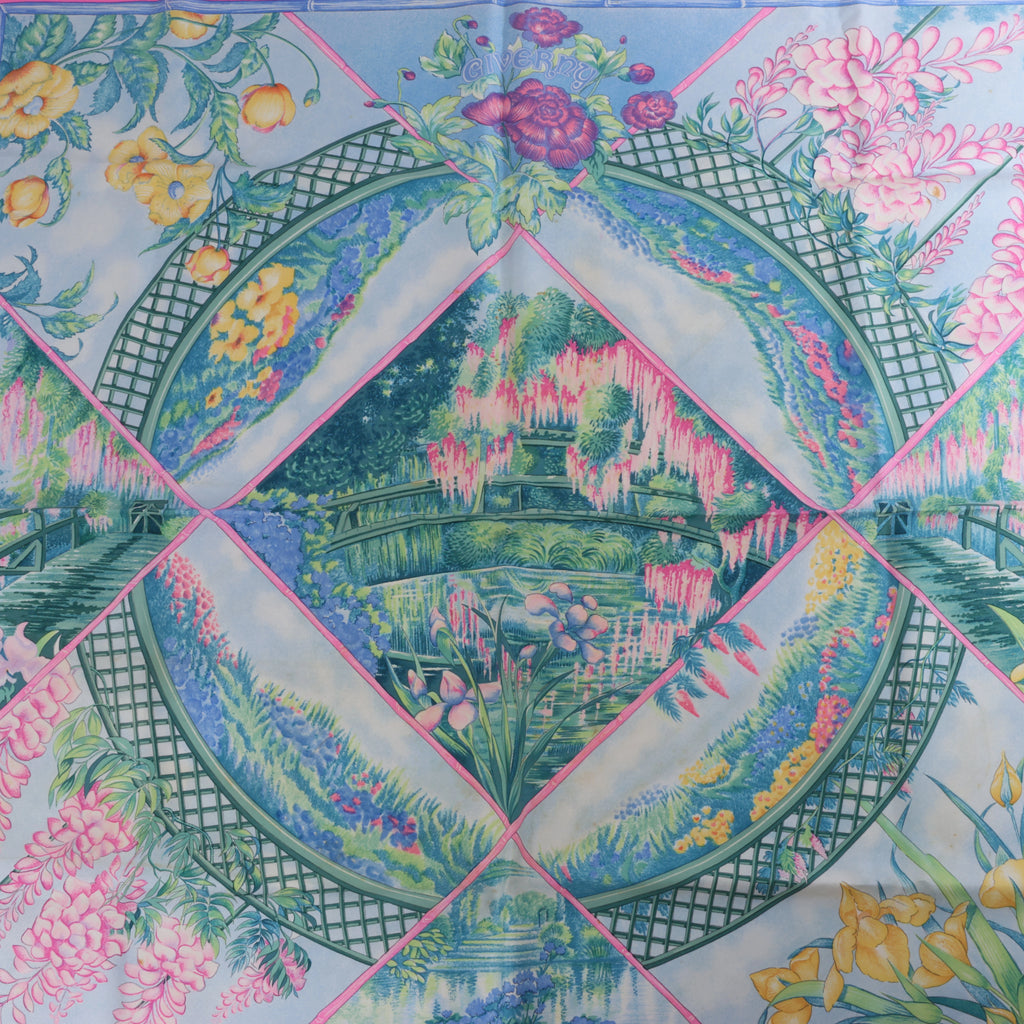 Hermès Carré 90 "GIVERNY" Silk handkerchief in Pink
