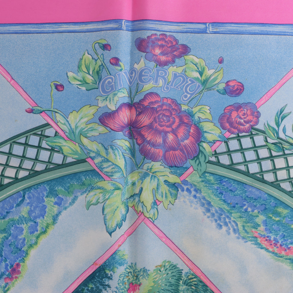Hermès Carré 90 "GIVERNY" Silk handkerchief in Pink