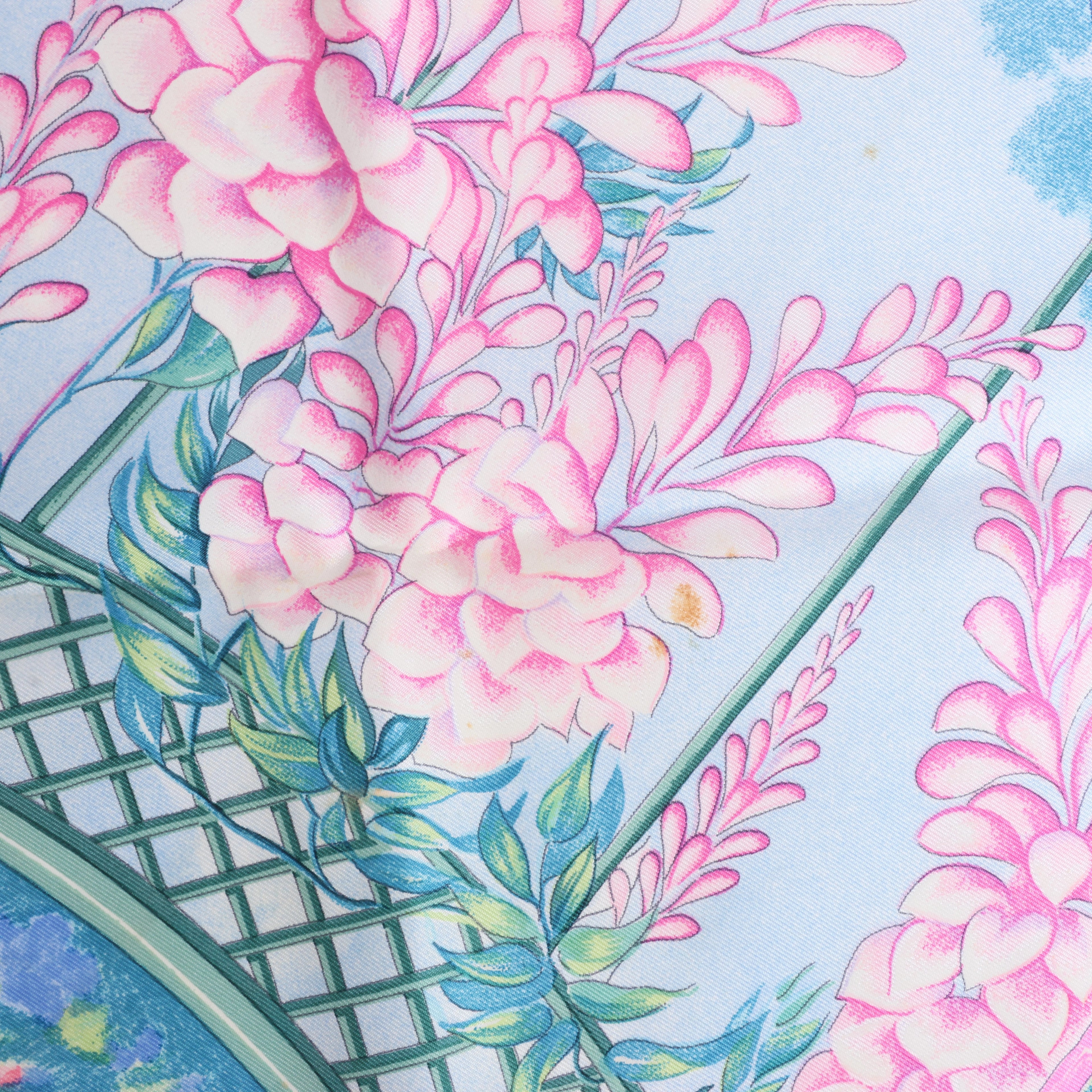 Hermès Carré 90 "GIVERNY" Silk handkerchief in Pink