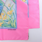 Hermès Carré 90 "GIVERNY" Silk handkerchief in Pink