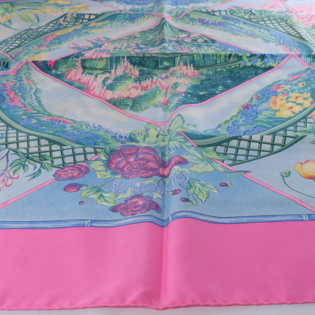 Hermès Carré 90 "GIVERNY" Silk handkerchief in Pink