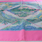 Hermès Carré 90 "GIVERNY" Silk handkerchief in Pink