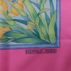 Hermès Carré 90 "GIVERNY" Silk handkerchief in Pink