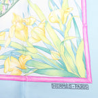 Hermès Carré 90 "GIVERny" Silk handkerchief in Light Blue