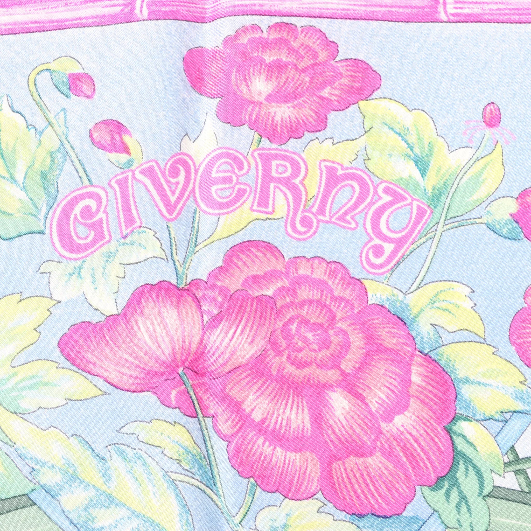 Hermès Carré 90 "GIVERny" Silk handkerchief in Light Blue