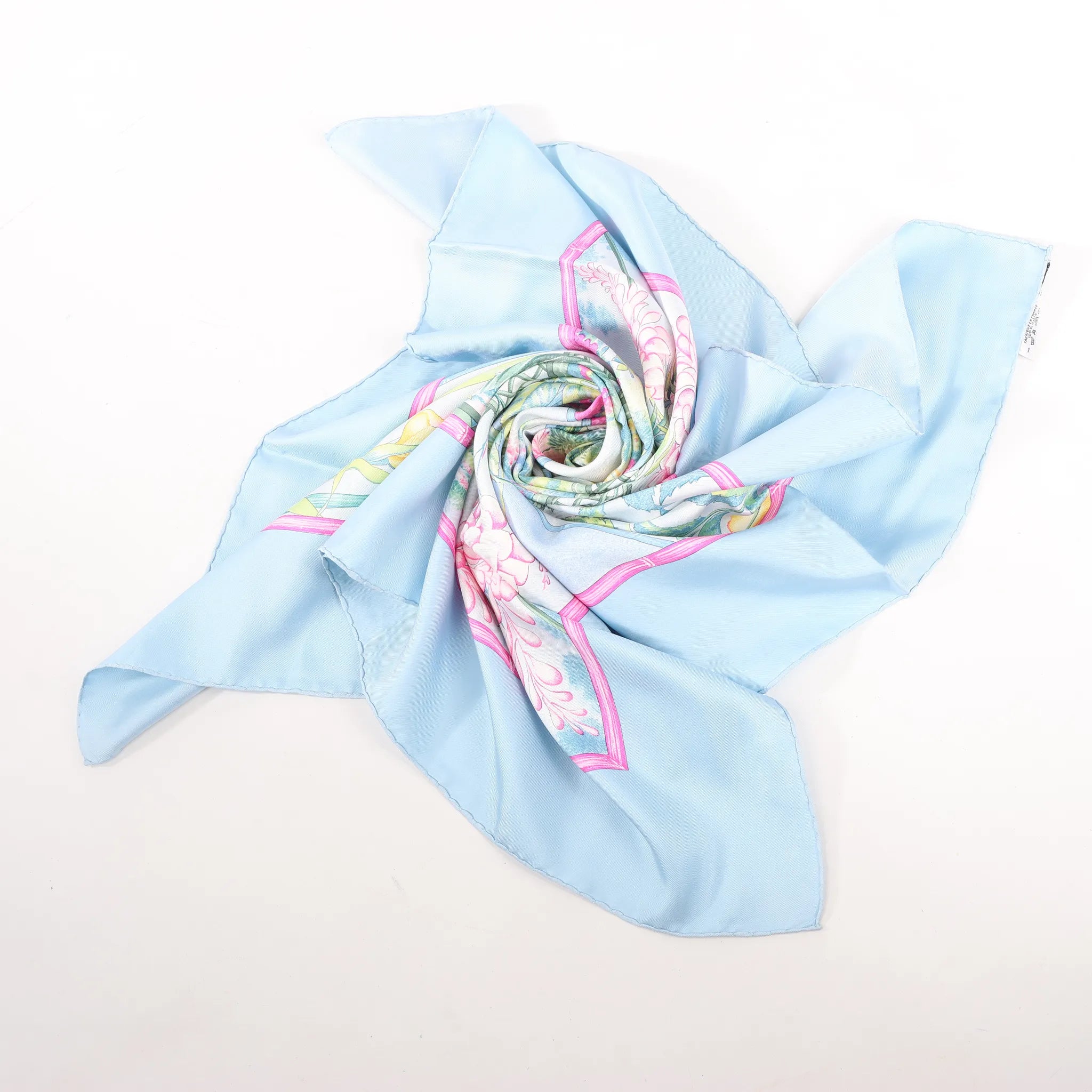 Hermès Carré 90 "GIVERny" Silk handkerchief in Light Blue