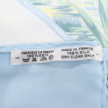 Mouchoir en soie Hermès Carré 90 « GIVERny » bleu clair