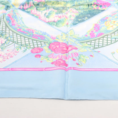 Mouchoir en soie Hermès Carré 90 « GIVERny » bleu clair