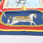 Hermès Carré 90 "GRAND APPARAT" 100% Silk Scarf in Navy x Red