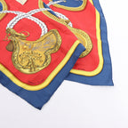 Hermès Carré 90 "GRAND APPARAT" 100% Silk Scarf in Navy x Red