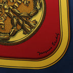 Hermès Carré 90 "GRAND APPARAT" Silk handkerchief in Navy Blue x Red