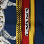 Hermès Carré 90 "GRAND APPARAT" Silk handkerchief in Navy Blue x Red