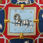 Hermès Carré 90 "GRAND APPARAT" Silk handkerchief in Navy Blue x Red