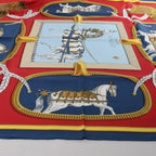 Hermès Carré 90 "GRAND APPARAT" Silk handkerchief in Navy Blue x Red