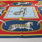 Hermès Carré 90 "GRAND APPARAT" Silk handkerchief in Navy Blue x Red