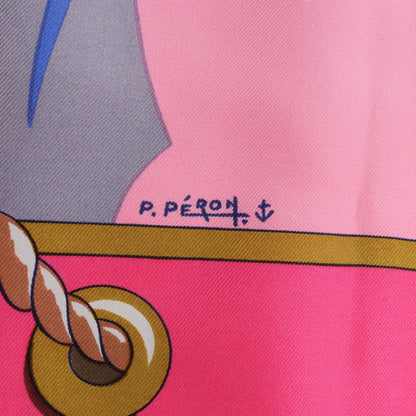 Hermès Carré 90 "GRAND LARGUE" Silk handkerchief in Pink