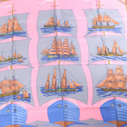 Hermès Carré 90 "GRAND LARGUE" Silk handkerchief in Pink