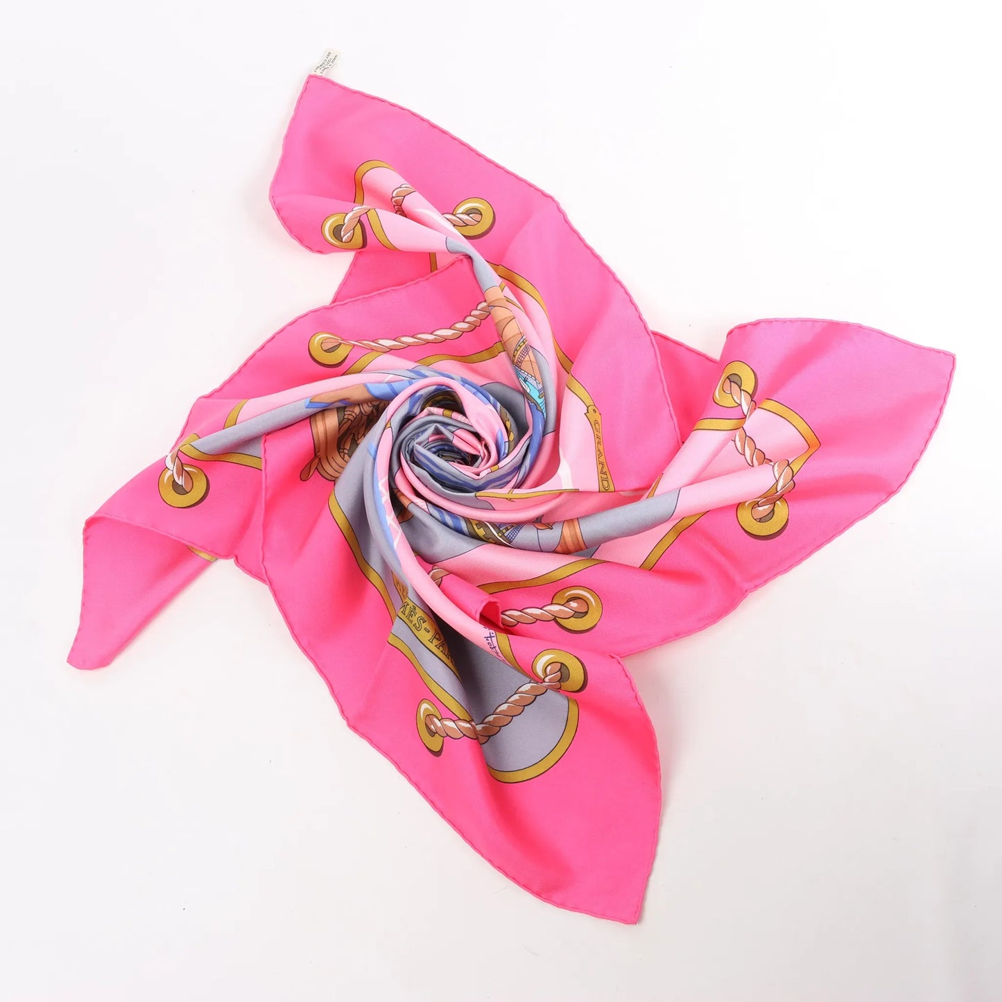 Hermès Carré 90 "GRAND LARGUE" Silk handkerchief in Pink