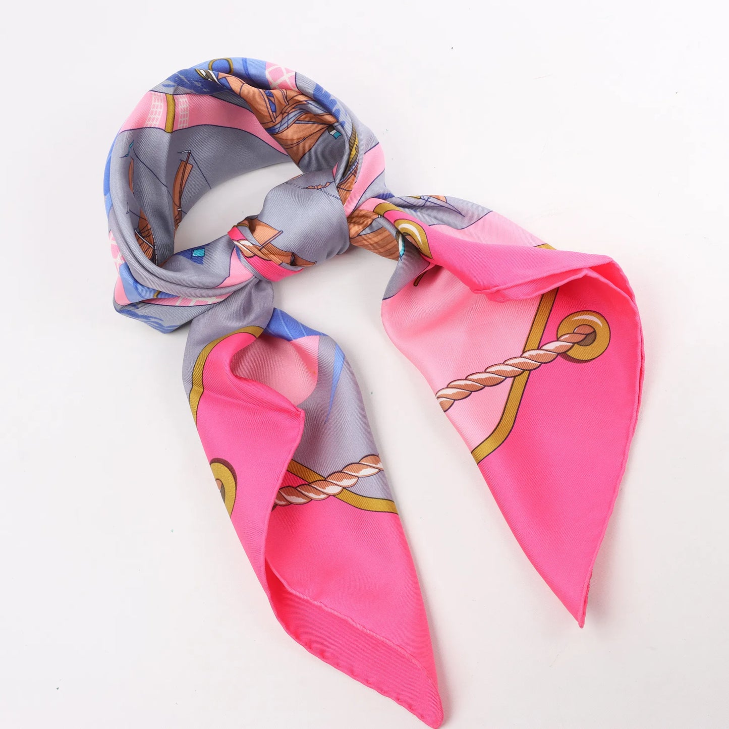 Hermès Carré 90 "GRAND LARGUE" Silk handkerchief in Pink