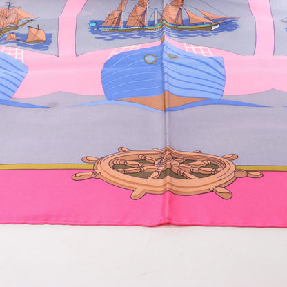 Hermès Carré 90 "GRAND LARGUE" Silk handkerchief in Pink