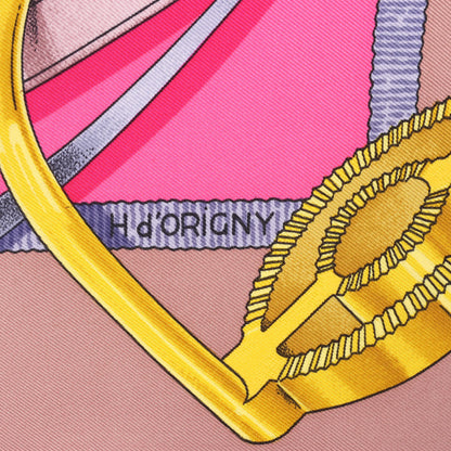 Hermès Carré 90 "GRAND MANEGE" Silk handkerchief in Pink x Green