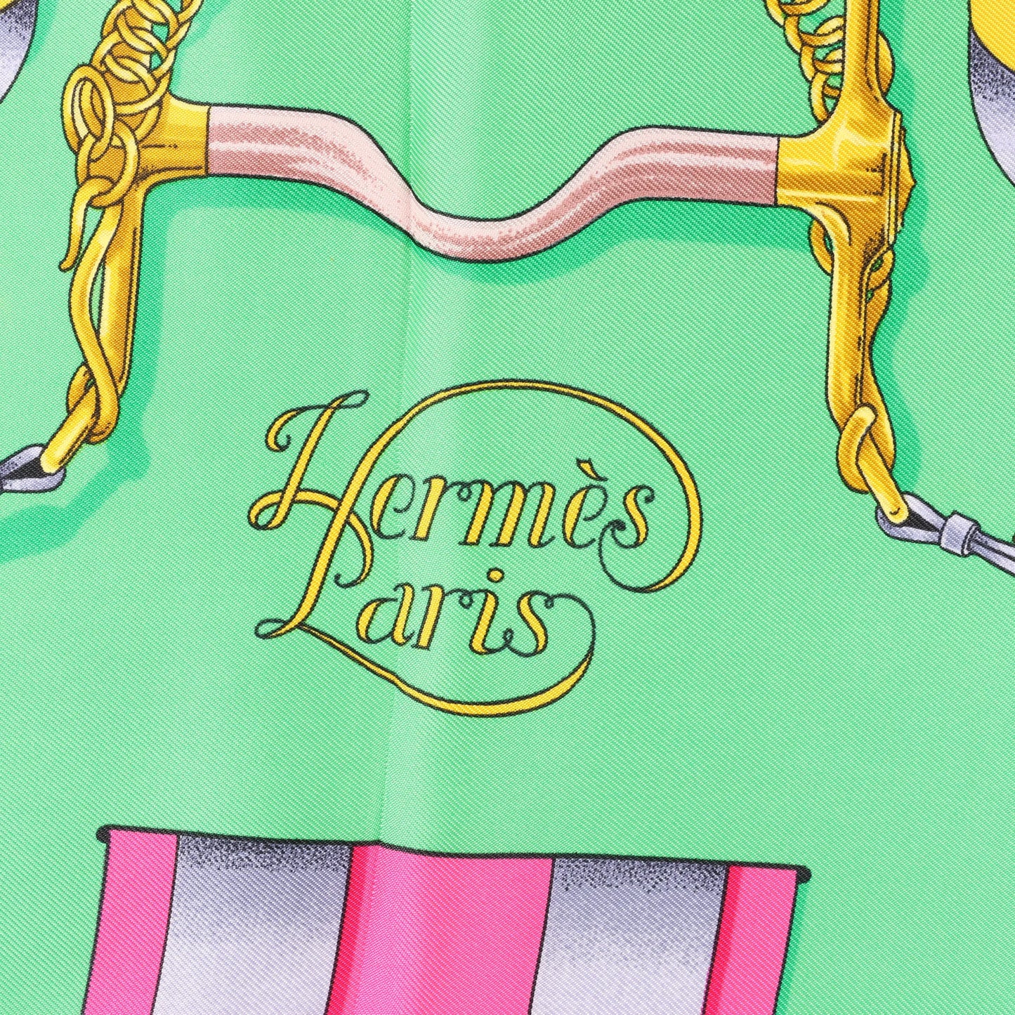 Hermès Carré 90 "GRAND MANEGE" Silk handkerchief in Pink x Green