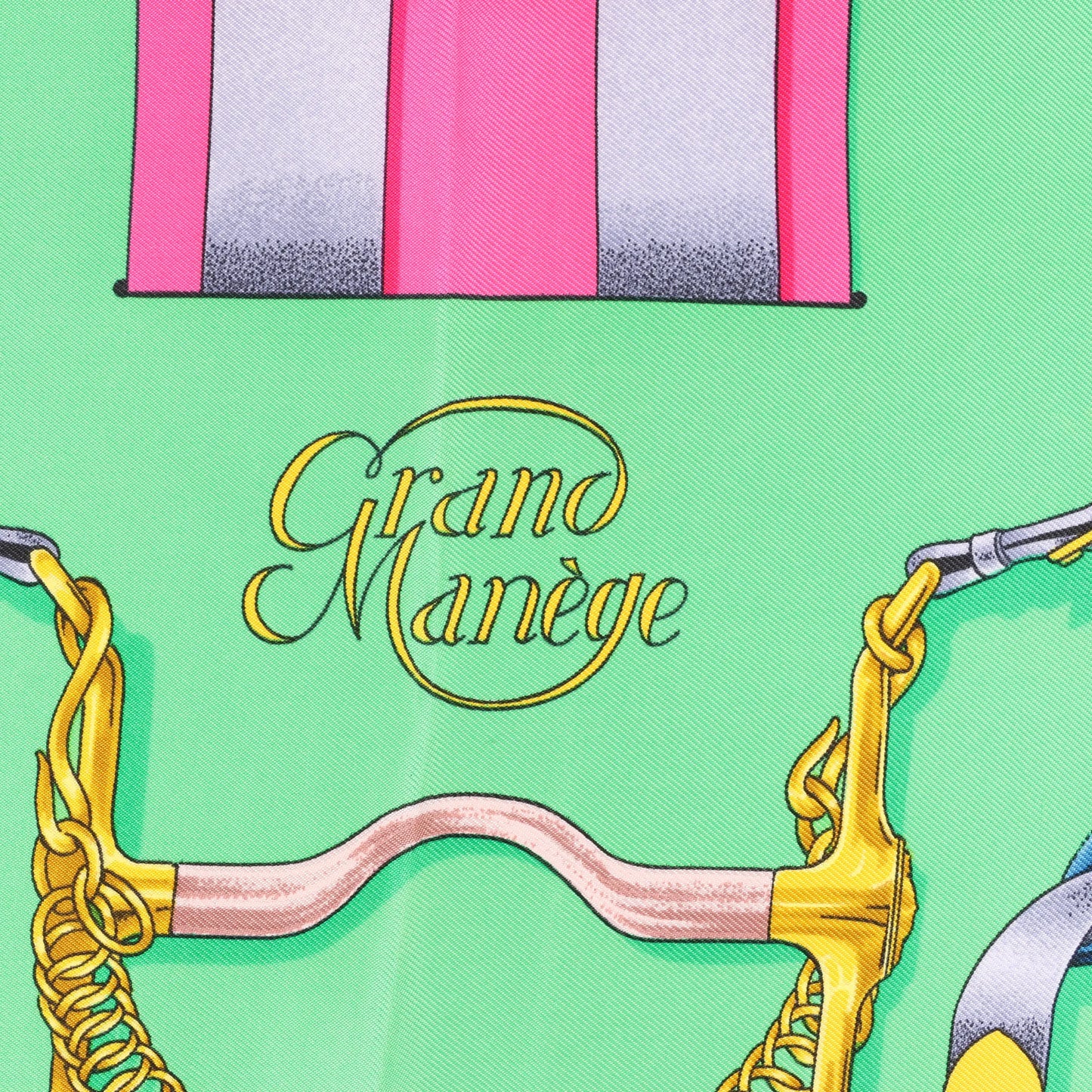 Hermès Carré 90 "GRAND MANEGE" Silk handkerchief in Pink x Green