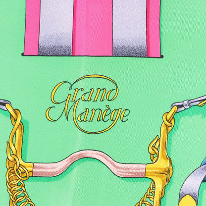 Hermès Carré 90 "GRAND MANEGE" Silk handkerchief in Pink x Green