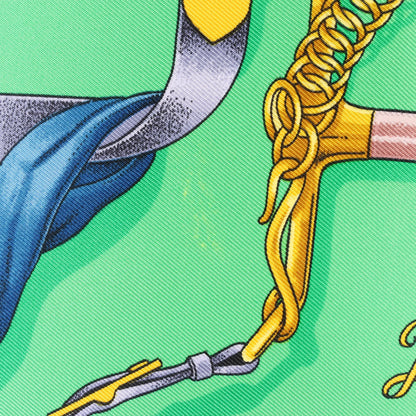 Hermès Carré 90 "GRAND MANEGE" Silk handkerchief in Pink x Green