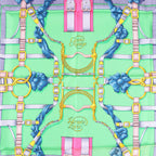 Hermès Carré 90 "GRAND MANEGE" Silk handkerchief in Pink x Green