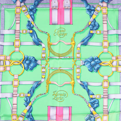 Hermès Carré 90 "GRAND MANEGE" Silk handkerchief in Pink x Green