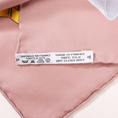 Hermès Carré 90 "GRAND MANEGE" Silk handkerchief in Pink x Green