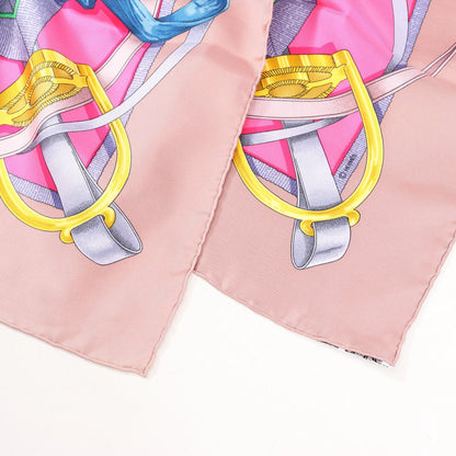 Hermès Carré 90 "GRAND MANEGE" Silk handkerchief in Pink x Green