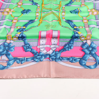 Hermès Carré 90 "GRAND MANEGE" Silk handkerchief in Pink x Green